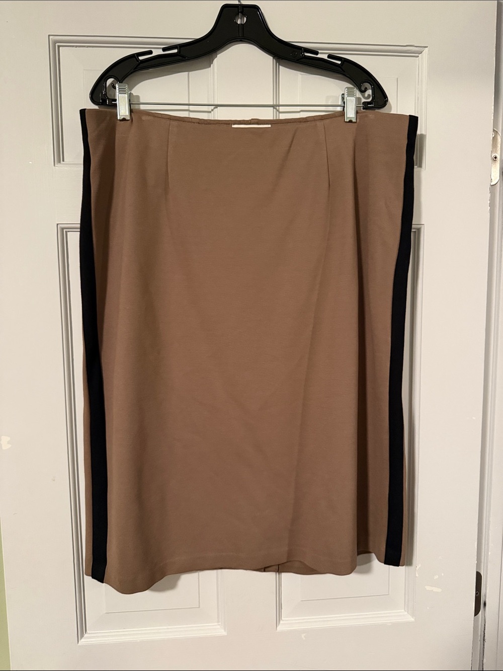 Coldwater Creek Tan Pencil Skirt with Black Side Stripes